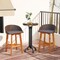 Costway Outdoor Faux Rattan Bar Chairs Set of 2/4 Solid Acacia Wood Bar Stools for Porch Brown/Gray
